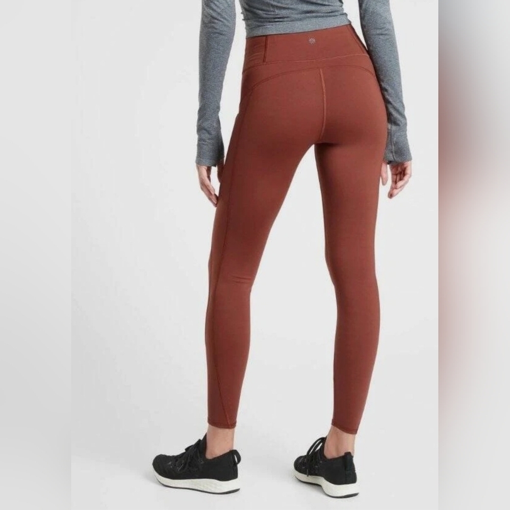 Athleta Rainier Plush Tight 1X Supersonic Dried Cinnamon Fleece Lined Leggings - Picture 4 of 11